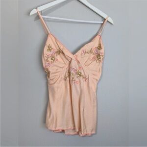 Chasing Unicorns Silk Embroidery Cami Peach NWT M